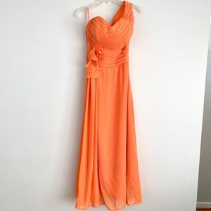 Orange formal one shoulder dress - size 4
